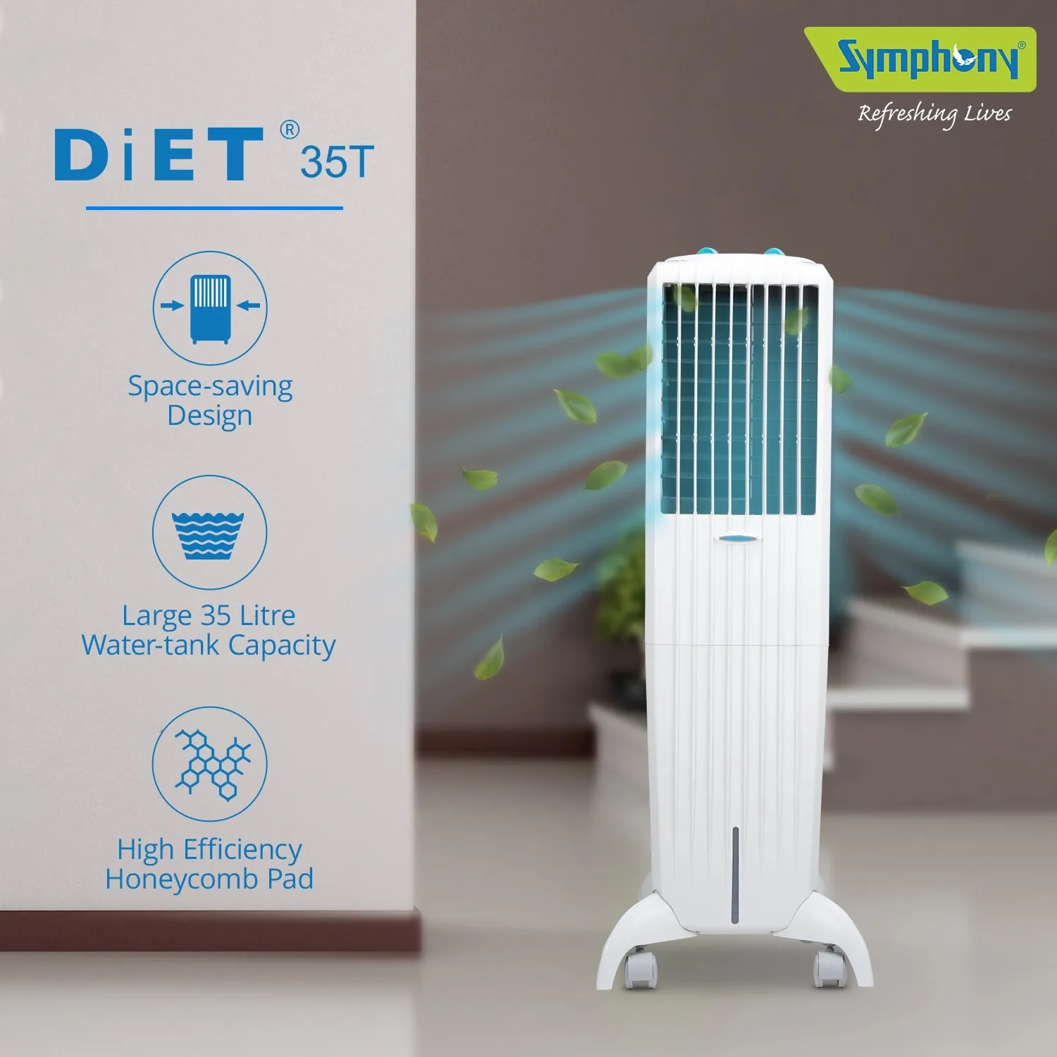 Diet 35T Sleek & Powerful Personal Tower Air Cooler 35-litres