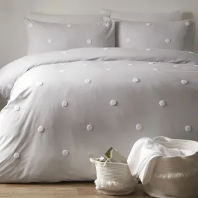 Dot Garden Duvet Cover Set by Appletree Boutique in Silver with White Dots