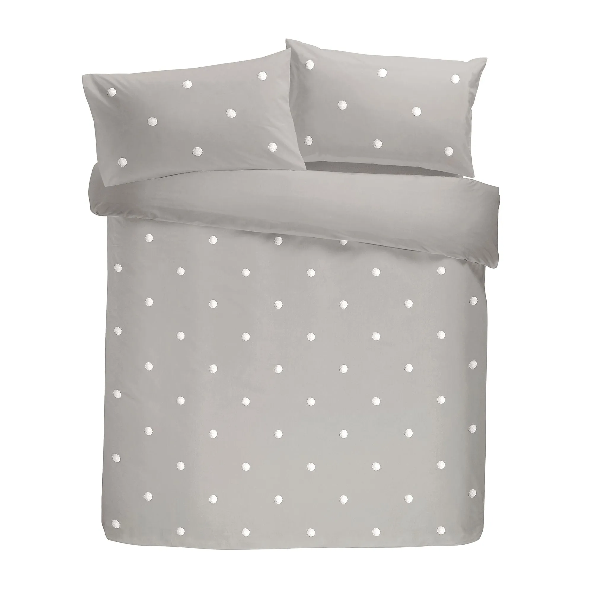 Dot Garden Duvet Cover Set by Appletree Boutique in Silver with White Dots