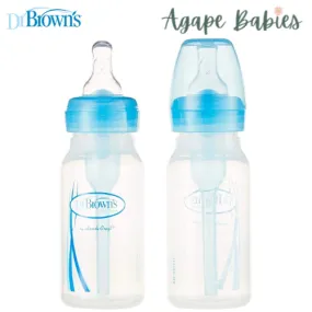 Dr Brown's 4 OZ/120 ML PP Narrow-Neck Options  Bottle - Blue (Twin-Pack)