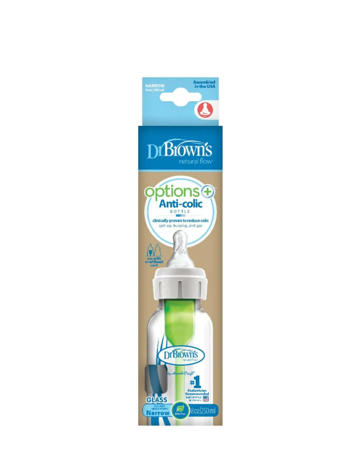 Dr. Brown's Glass Narrow Baby Bottle 250ml