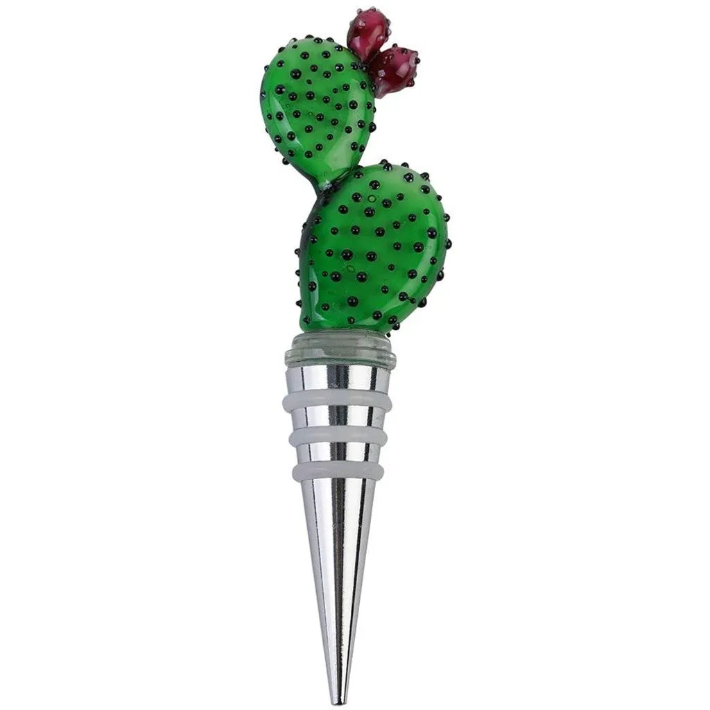 Dynasty Gallery Blown Glass Wine Stopper Prickly Pear