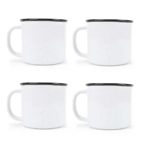 Elanze Designs Speckled Camper White 13 ounce Ceramic Coffee Mugs Set of 4