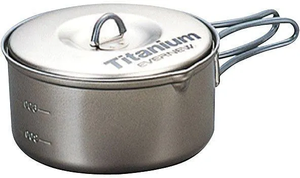 Evernew Ultralight Titanium Ti NS Non-Stick Pot 0.9L w/Lid & Handles ECA422