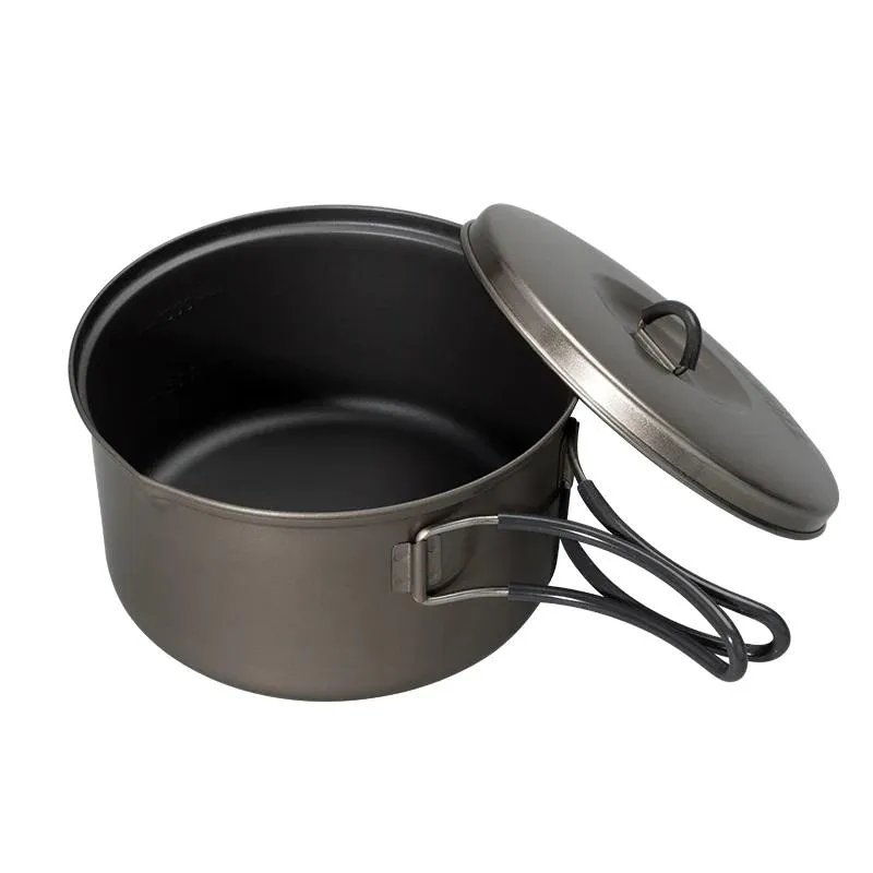 Evernew Ultralight Titanium Ti NS Non-Stick Pot 1.3L w/Lid & Handles ECA423