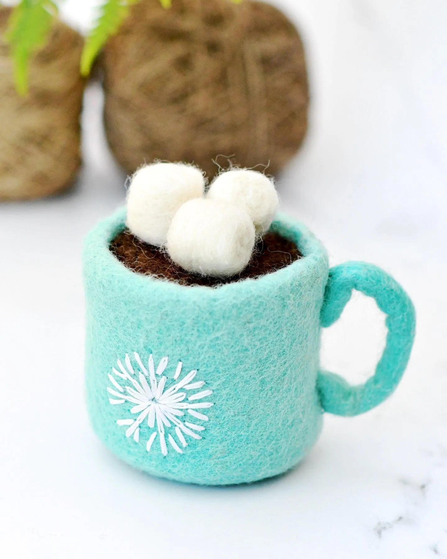 Felt Hot Chocolate Cacao with Marshmallows (Blue Cup)