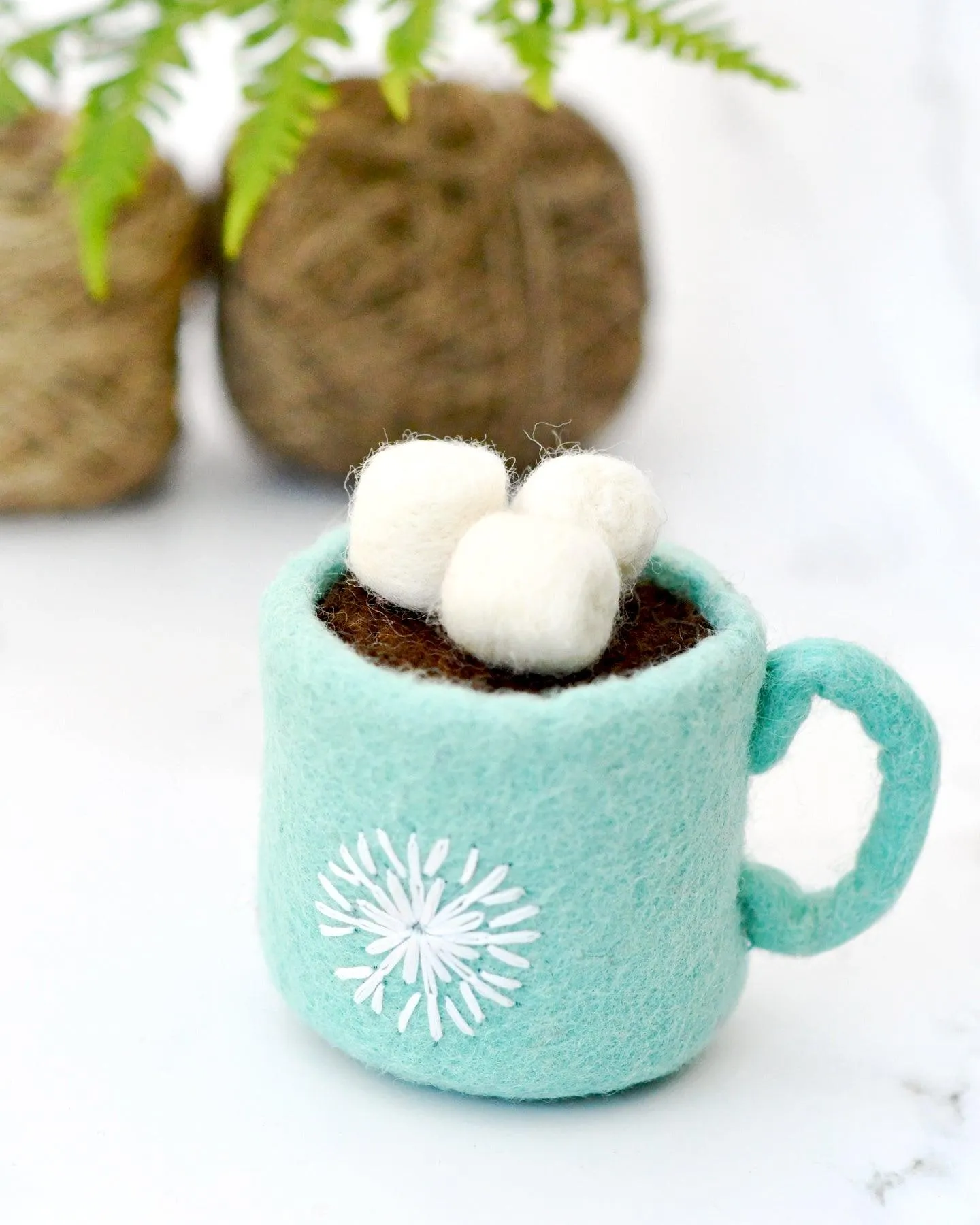 Felt Hot Chocolate Cacao with Marshmallows (Blue Cup)