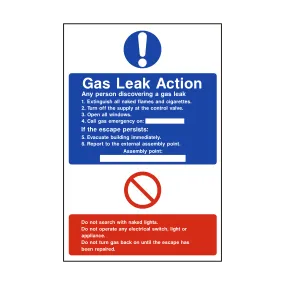 Fire Action Gas Leak Sticker