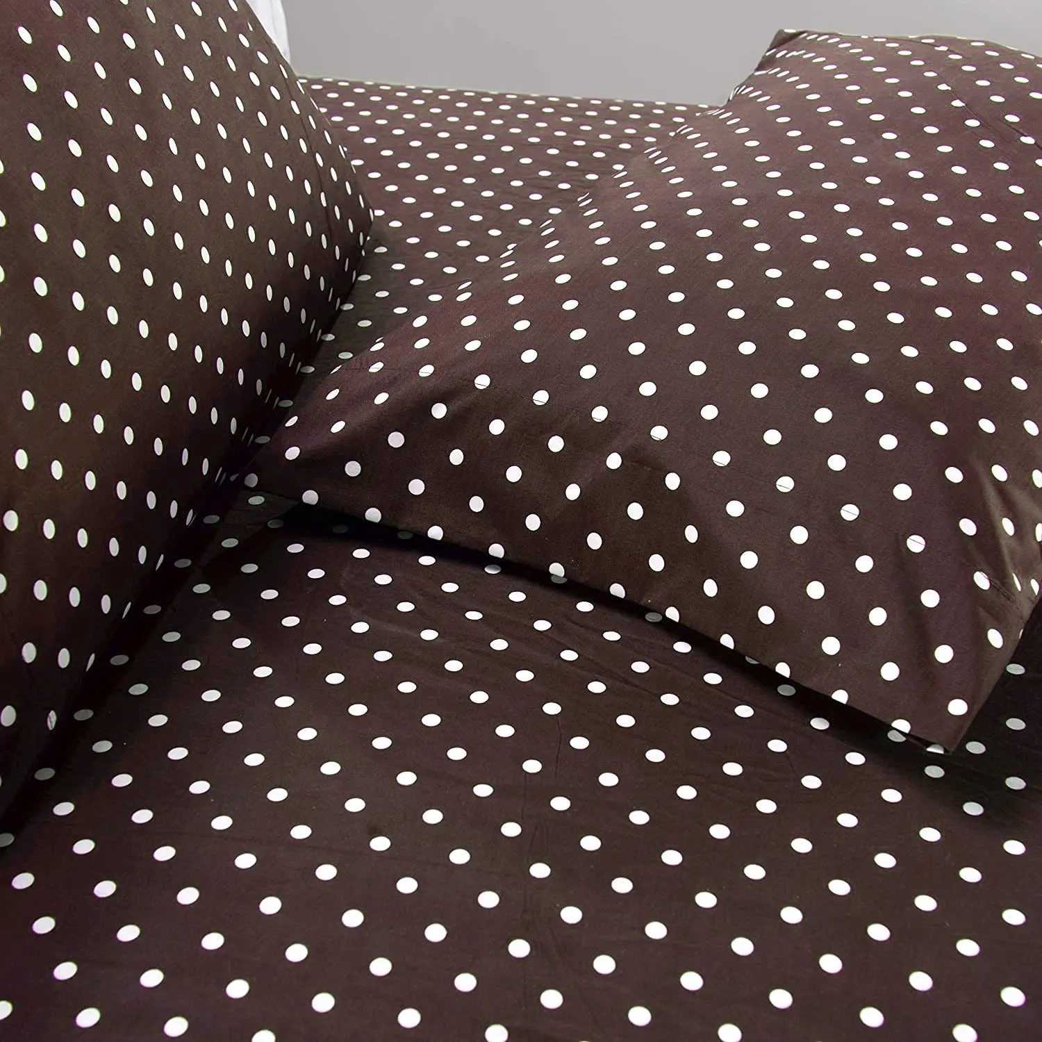 Fitted Bed Sheet-Brown Polka