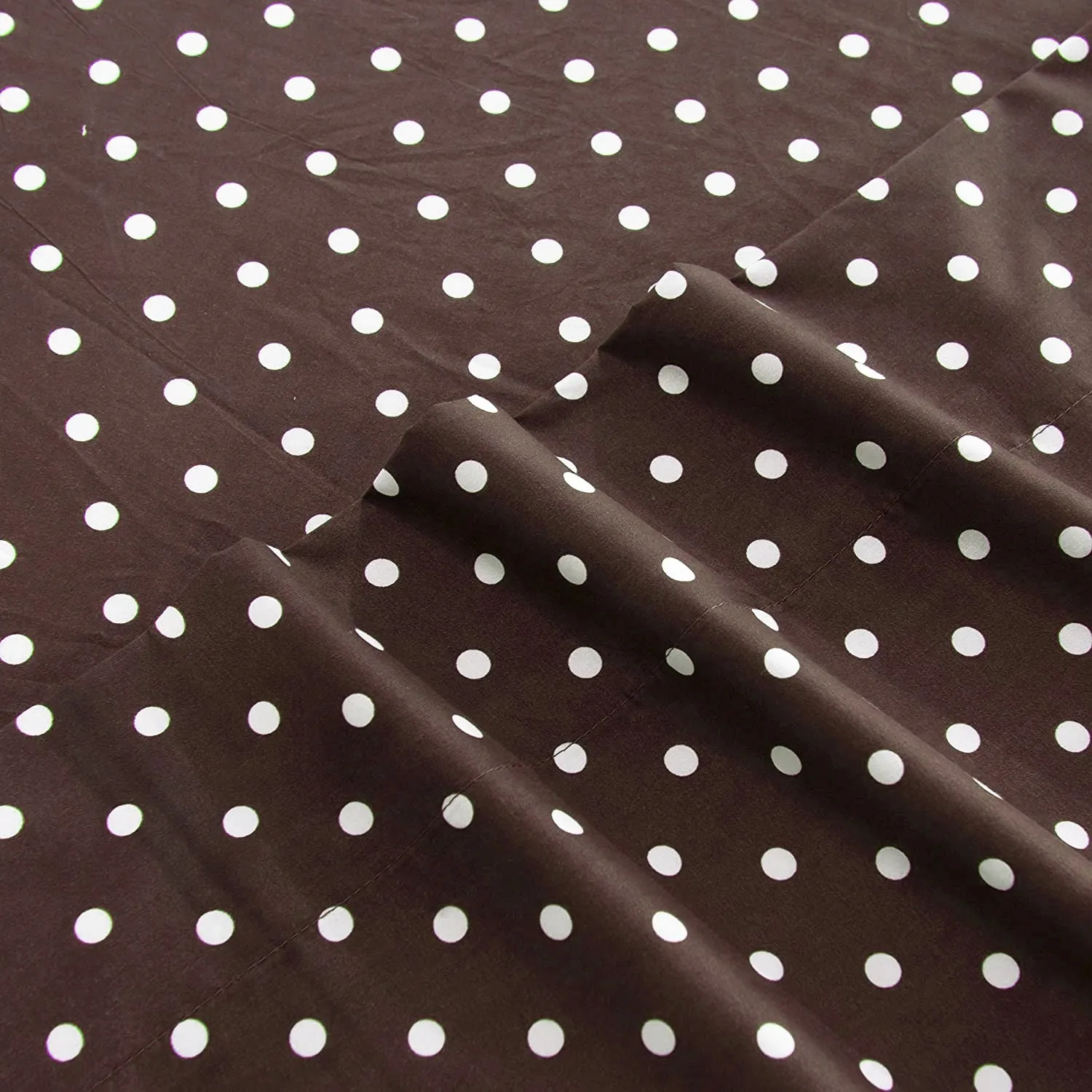 Fitted Bed Sheet-Brown Polka