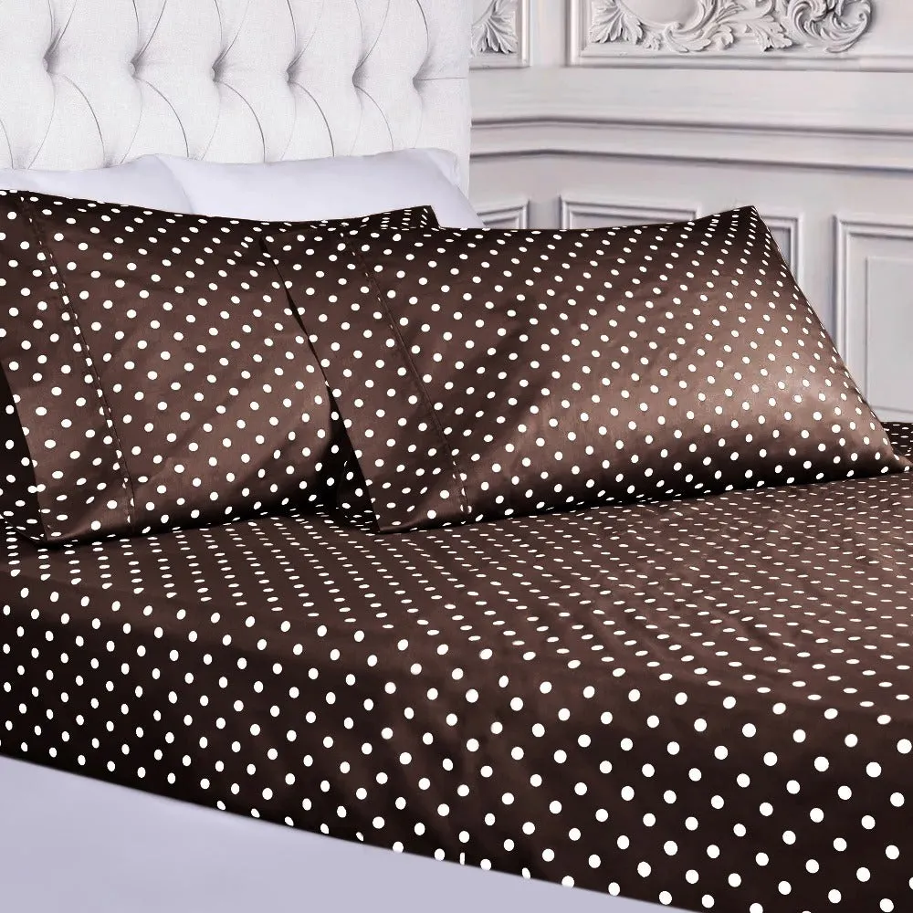 Fitted Bed Sheet-Brown Polka