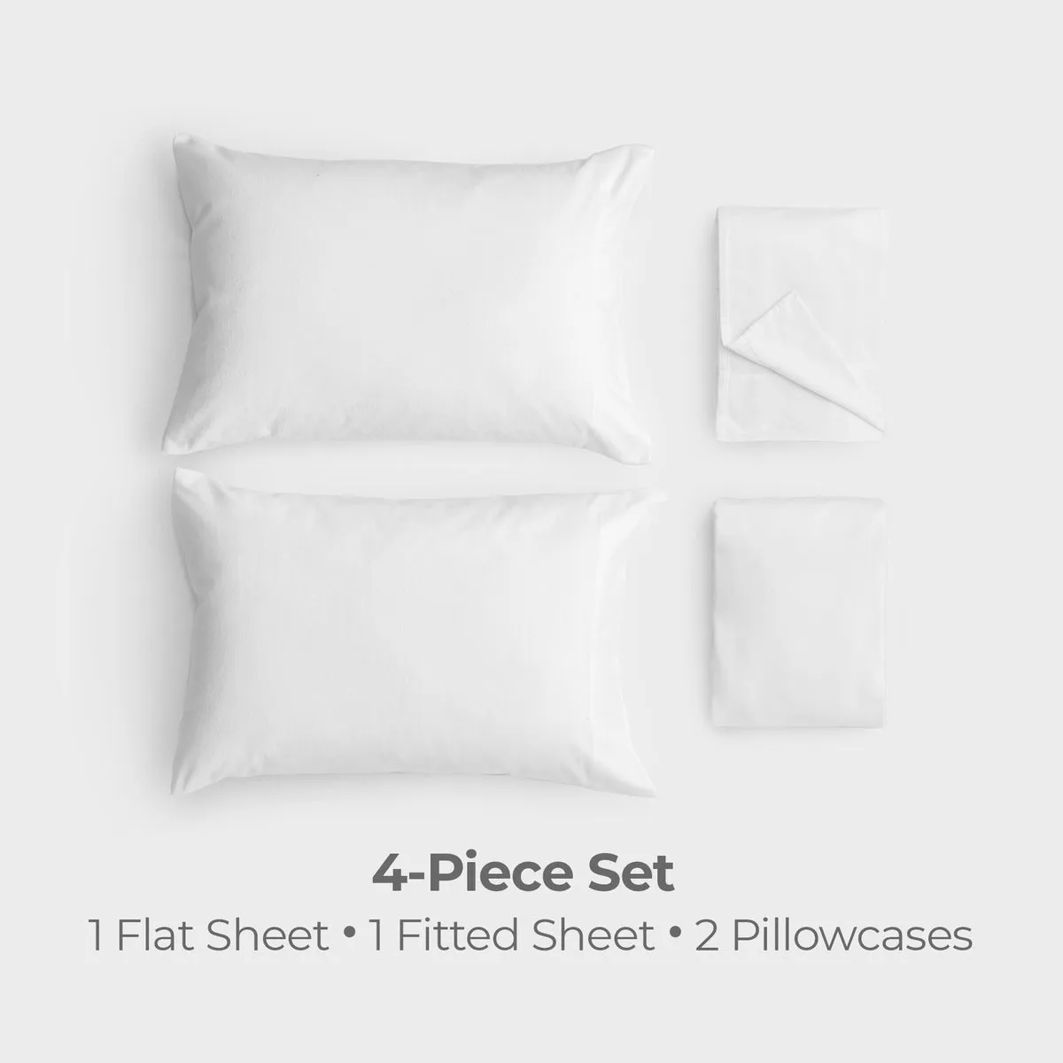 Flannel Cotton Sheet Set, Lightweight 160GSM