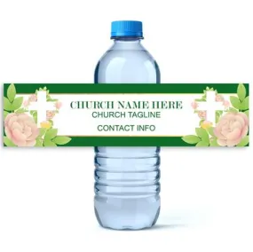 Floral Church Water Bottle Labels