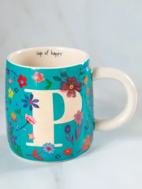 Floral Initial Mug - P