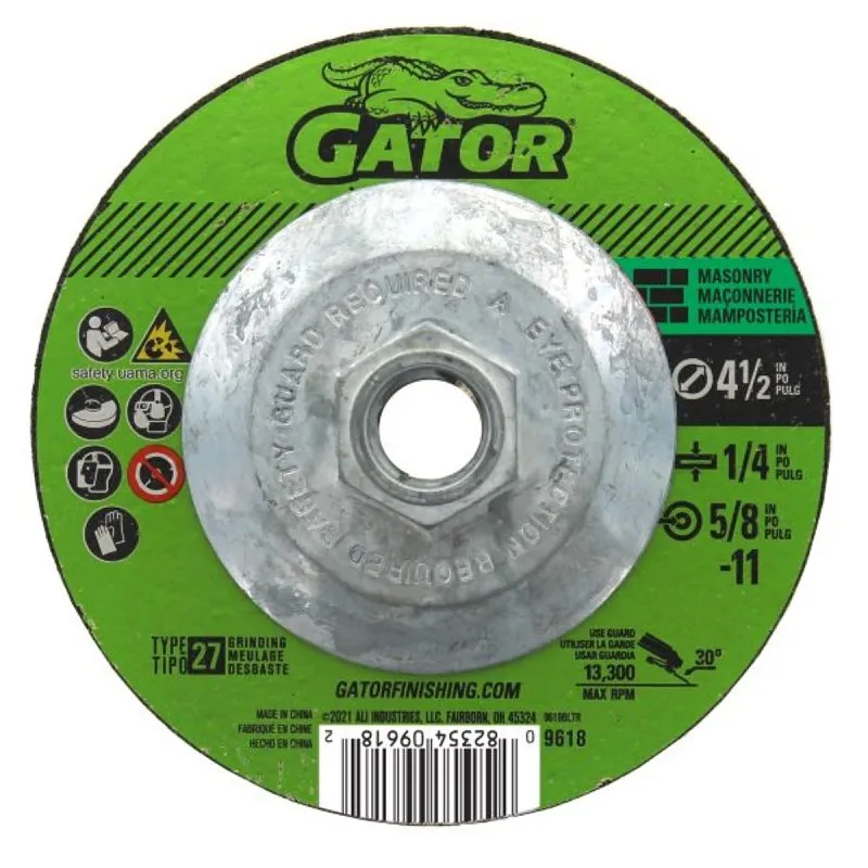 GatorBlade 9618 Cut-Off Wheel, 4-1/2 in Dia, 1/4 in Thick, 5/8-11 in Arbor, 24 Grit, Silicone Carbide Abrasive :EA: QUANTITY: 1