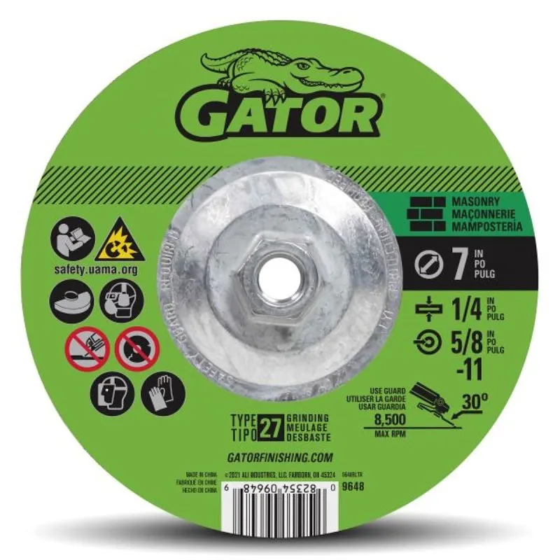 GatorBlade 9648 Cut-Off Wheel, 7 in Dia, 1/4 in Thick, 5/8-11 in Arbor, Silicone Carbide Abrasive :EA: QUANTITY: 1