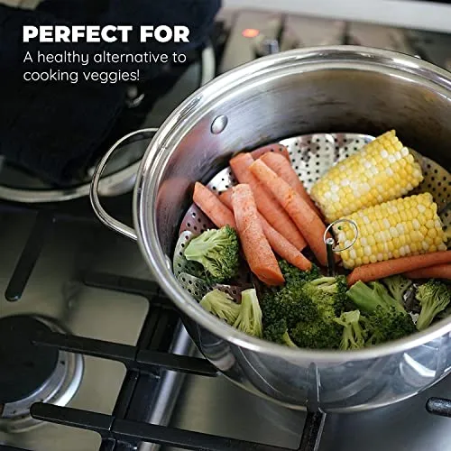 GaxQuly Stainless Steel Vegetable Fruit Steamer Punching Food Drain Bowl Basket Stainless Steel Steamer (Steamer Basket)