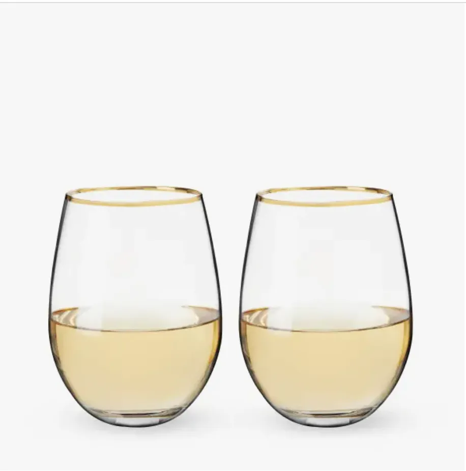 Gilded Stemless Wine Glass