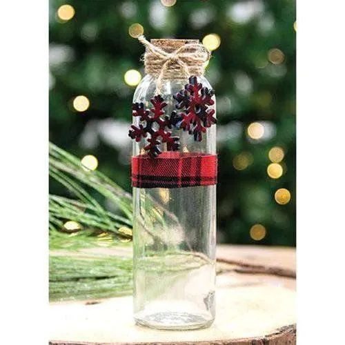 Glass Bottle with Snowflake Charms