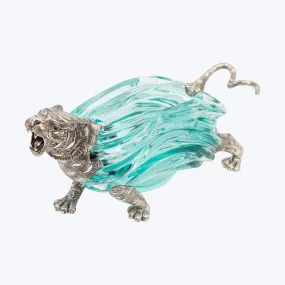 Glass Container with Silver Tiger