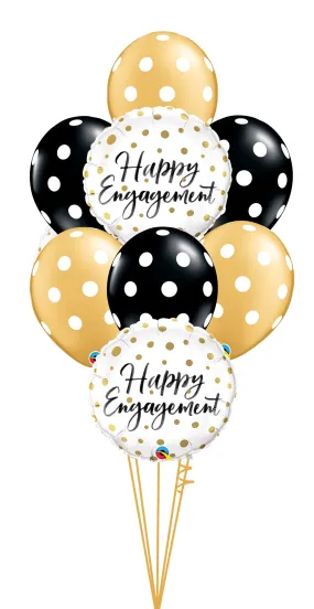 Gold and Black Polka Engagement Balloons