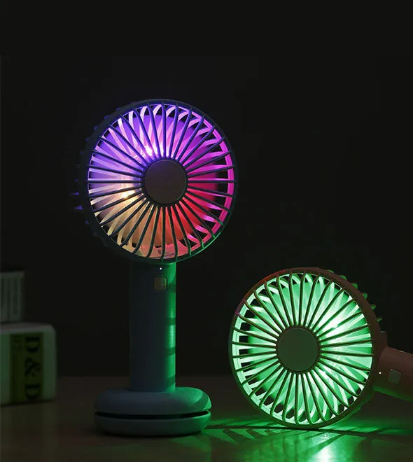 Handheld Mini USB Fan Portable Personal Rechargeable w/LED Colorful Night Light - #ASSRY-82100