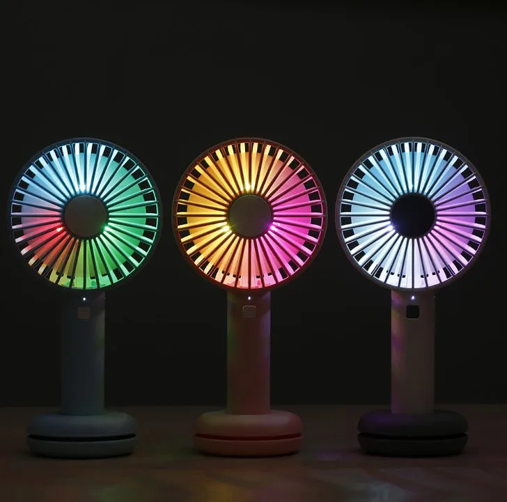 Handheld Mini USB Fan Portable Personal Rechargeable w/LED Colorful Night Light - #ASSRY-82100