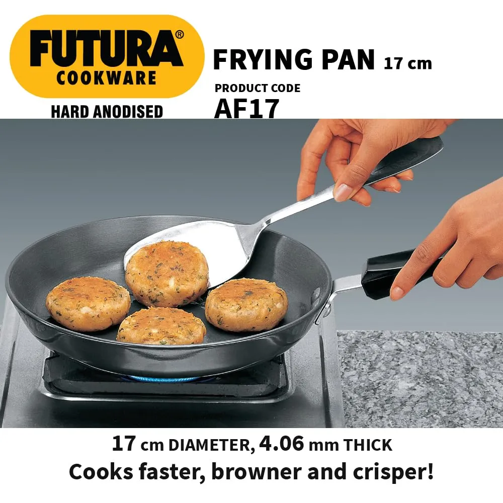 Hawkins Futura 17 cm Frying Pan, Hard Anodised Fry Pan, Small Frying Pan, Black (AF17)