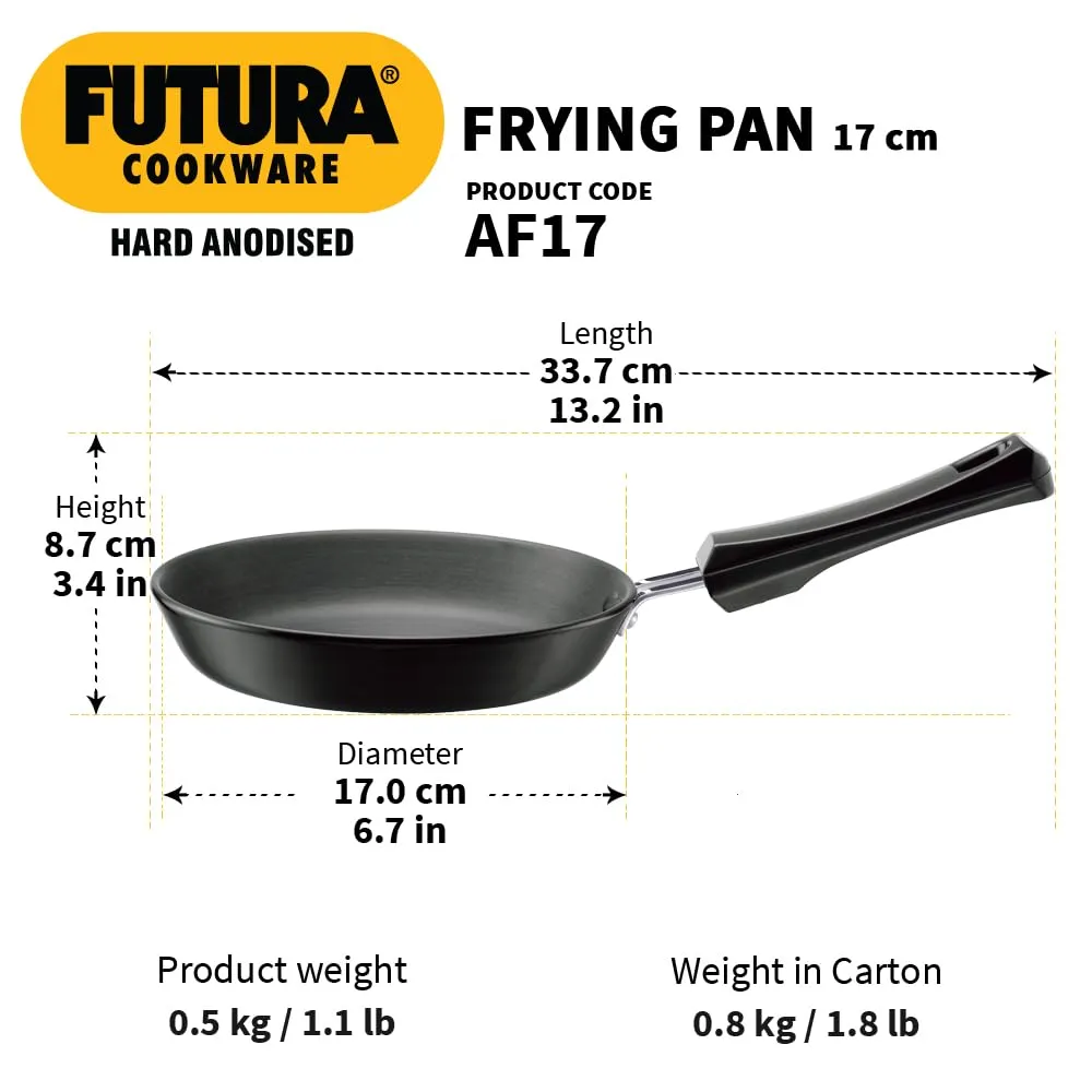 Hawkins Futura 17 cm Frying Pan, Hard Anodised Fry Pan, Small Frying Pan, Black (AF17)