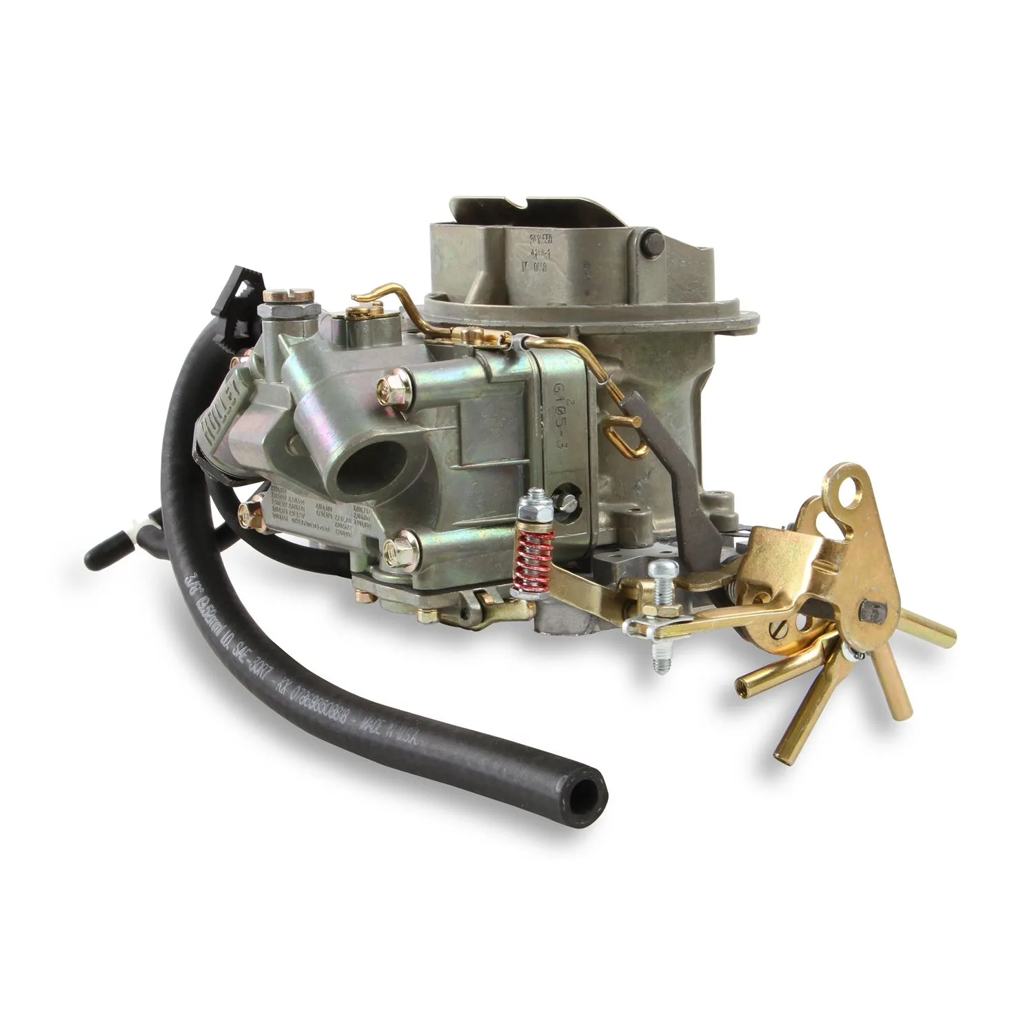 Holley OEM Muscle Car 350 CFM 2-Barrel Carburetor - Holley Flange - Remote Choke - Single Inlet - Gold Chromate - Six Pack Center Carb 0-4144-1