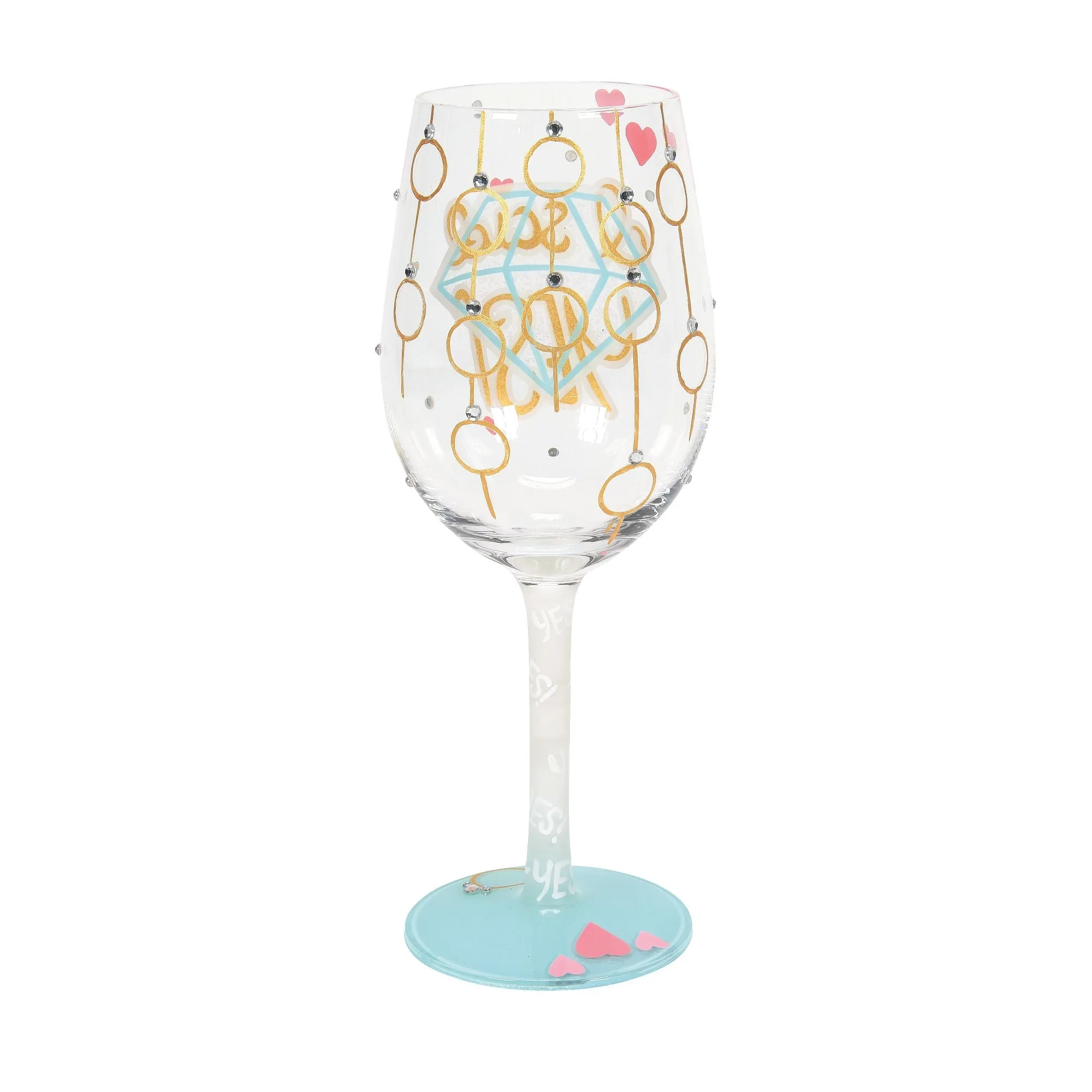 I Said Yes Hand-Painted Wine Glass, 15 oz.