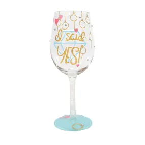 I Said Yes Hand-Painted Wine Glass, 15 oz.