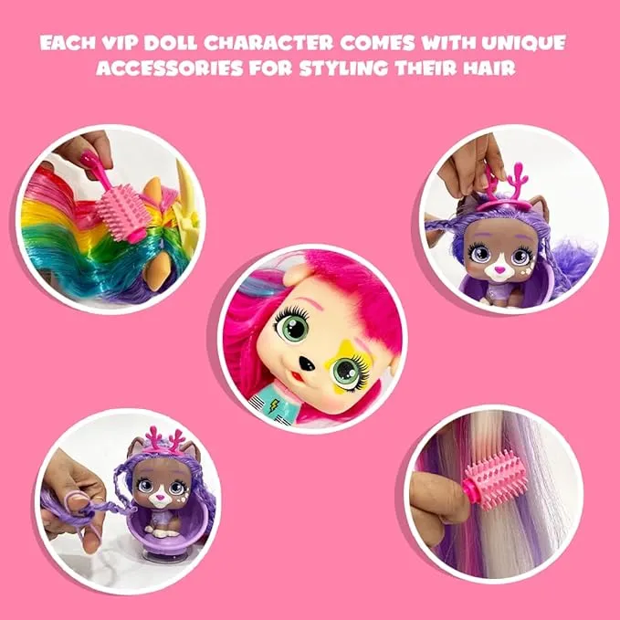 IMC Toys I Love VIP Pets Series Toys Doll Set | Pups with Long Hair and 9 Accessories for Hair Styling Great Gift for Kids Ages 3 Years Old up (Mixed Character)