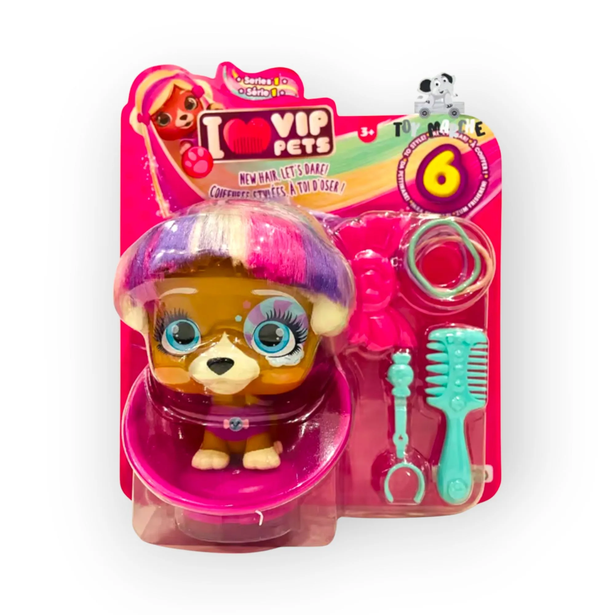 IMC Toys I Love VIP Pets Series Toys Doll Set | Pups with Long Hair and 9 Accessories for Hair Styling Great Gift for Kids Ages 3 Years Old up (Mixed Character)