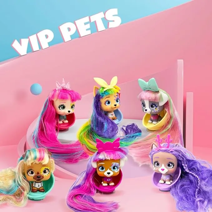 IMC Toys I Love VIP Pets Series Toys Doll Set | Pups with Long Hair and 9 Accessories for Hair Styling Great Gift for Kids Ages 3 Years Old up (Mixed Character)