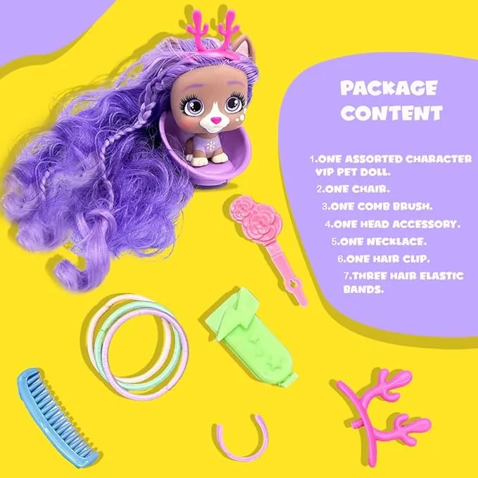 IMC Toys I Love VIP Pets Series Toys Doll Set | Pups with Long Hair and 9 Accessories for Hair Styling Great Gift for Kids Ages 3 Years Old up (Mixed Character)