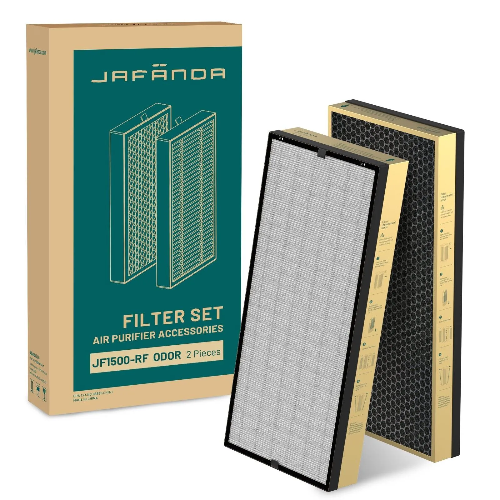 Jafända® JF1500 ODOR Replacement Filters, 2 Pack