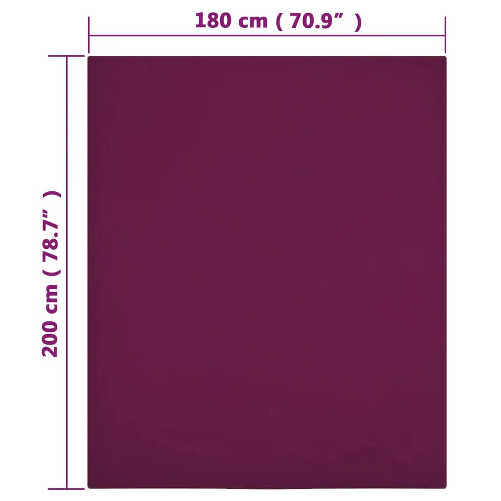 Jersey Fitted Sheets 2 pcs Bordeaux 180x200 cm Cotton