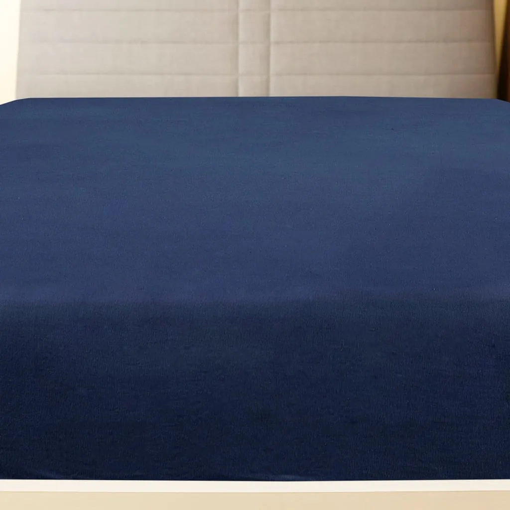 Jersey Fitted Sheets 2 pcs Navy Blue 180x200 cm Cotton