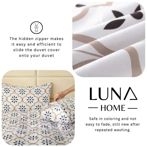 King size 6 piece duvet cover set modern tile print bedding set white.