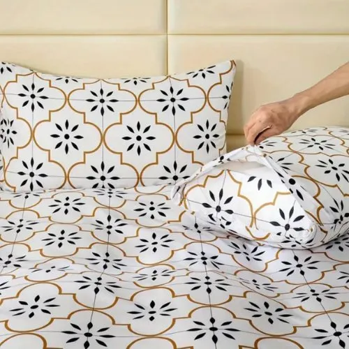 King size 6 piece duvet cover set modern tile print bedding set white.