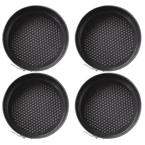 Kuber Industries Cake Mould with Removable Base|Cake Tray for Baking|Idol for Bread, Pie, Pizza-Pack of 4 (Black)