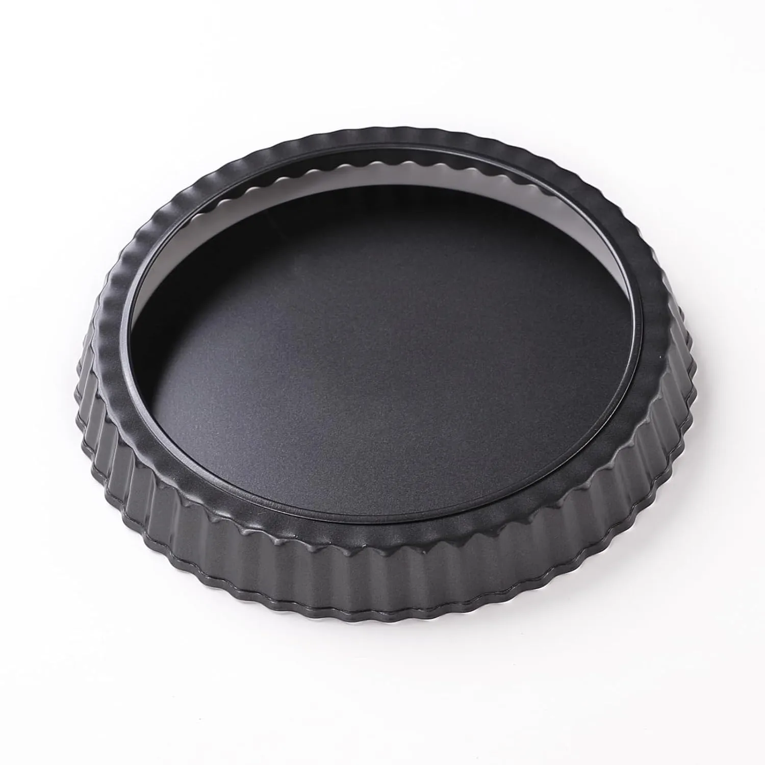 Kuber Industries Pie and Pizza Pan with Removeable Bottom|Carbon Steel Tart Pan-Pack of 2 (Black)