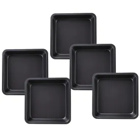 Kuber Industries Square Bakeware Cake Pan|Large Cake/Bread Mould-Pack of 5 (Black)