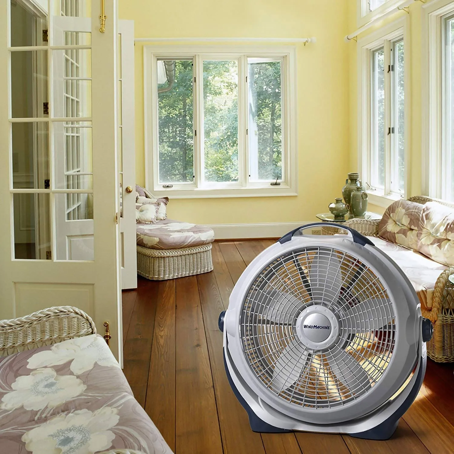 Lasko Wind Machine Floor 20 in - Features 3 high-performance speeds, providing energy-efficient operation with a pivoting head for directional air power. This fan will help keep you cool and comfortable throughout the year - 3364