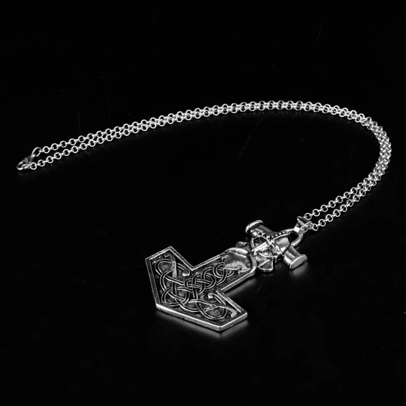 Metal Thor's Hammer Mjolnir Knots Viking Amulet Pendant Necklace