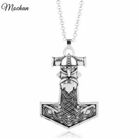 Metal Thor's Hammer Mjolnir Knots Viking Amulet Pendant Necklace