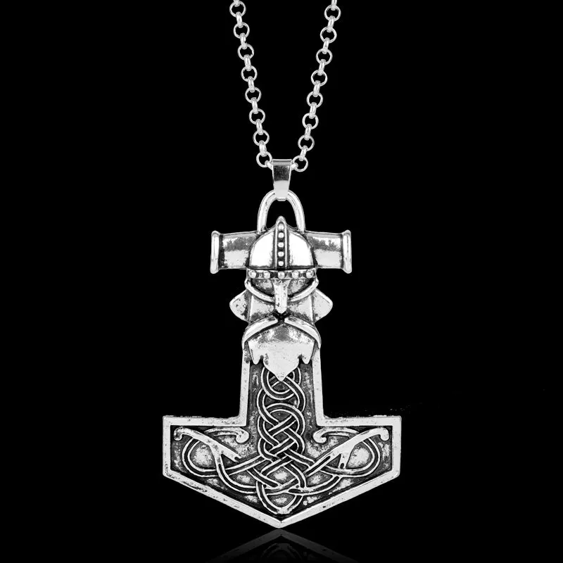 Metal Thor's Hammer Mjolnir Knots Viking Amulet Pendant Necklace