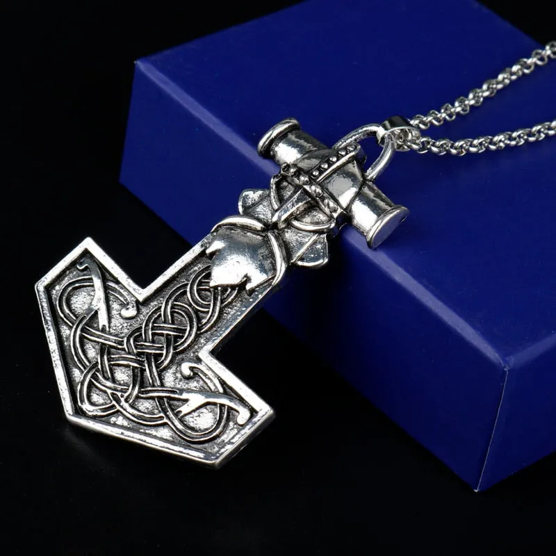 Metal Thor's Hammer Mjolnir Knots Viking Amulet Pendant Necklace