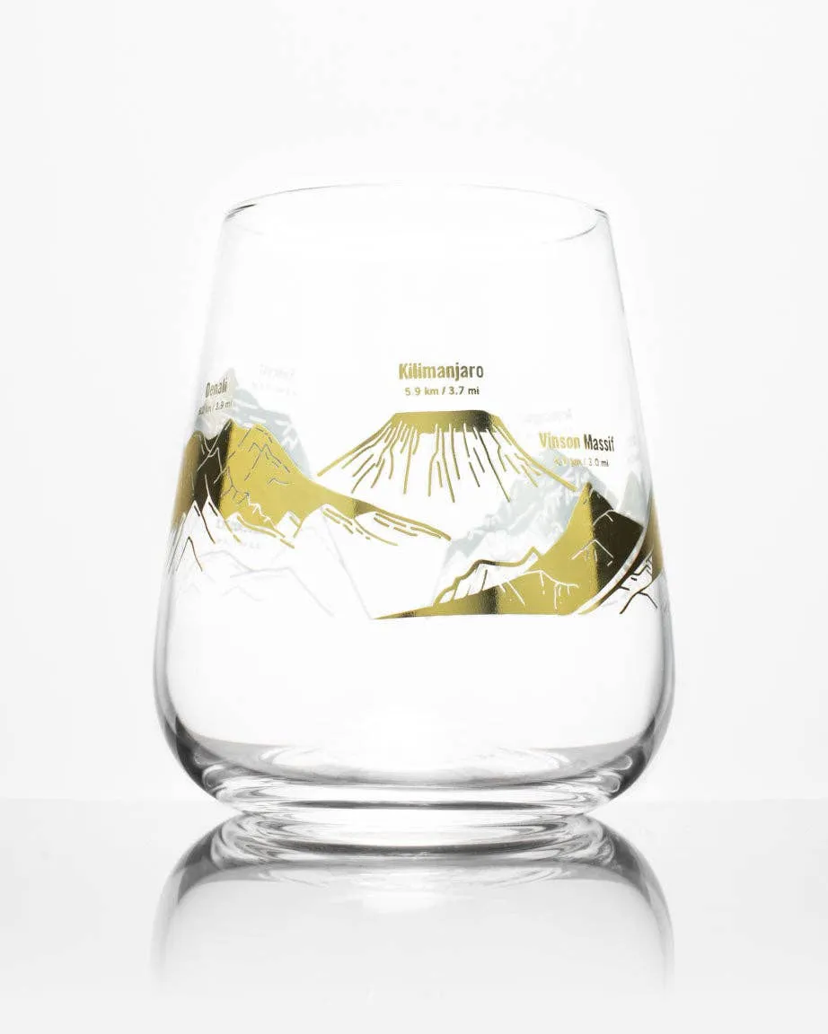 Mountain Peaks of the World Wine Glass: Gold Foil